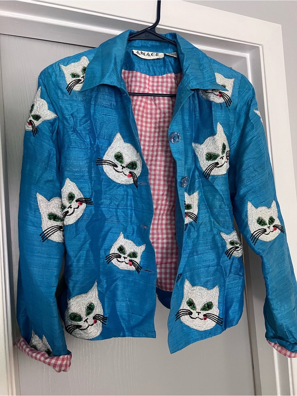 Anagi Vintage Blue Cat Silk Embroidered Jacket